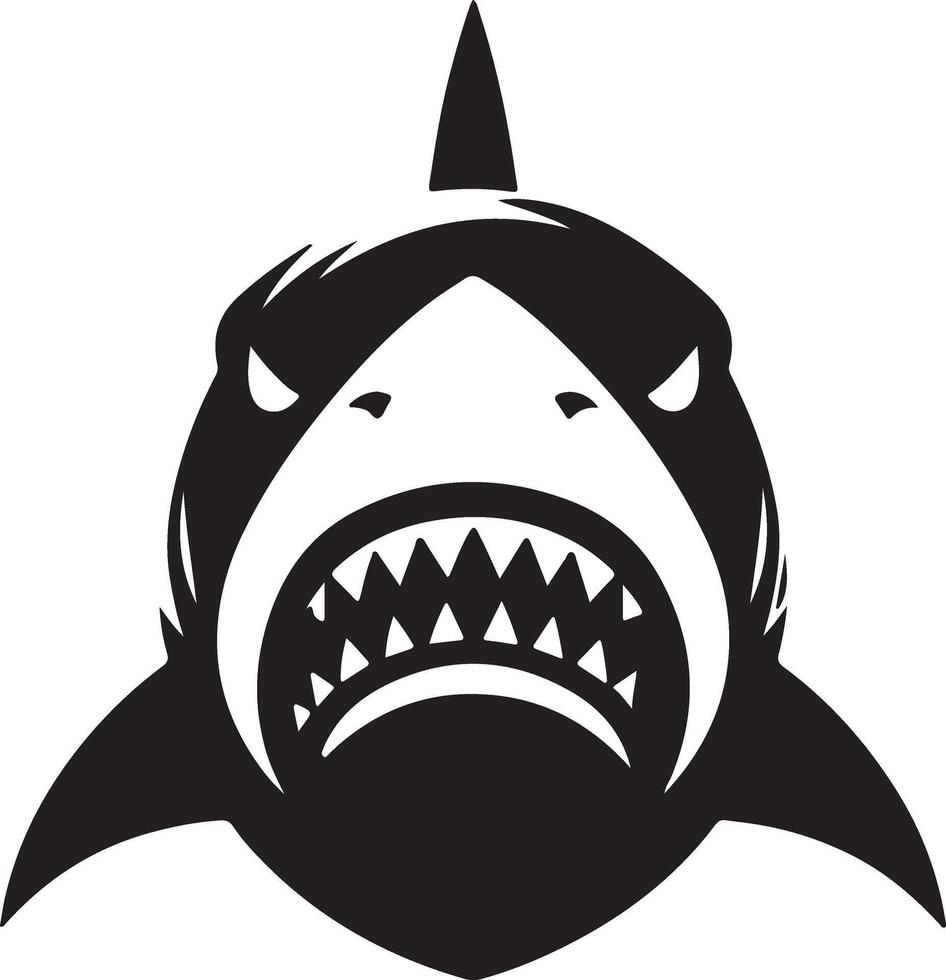 a minimal angry shark flat illustration silhouette, black color silhouette 4 vector