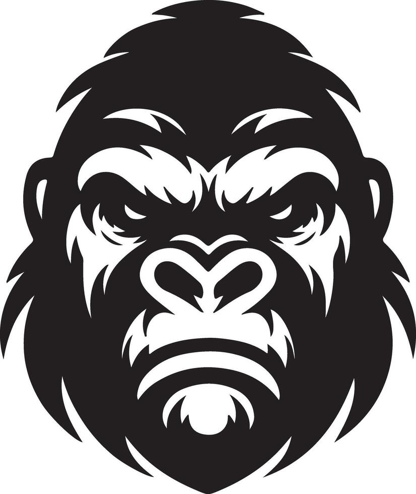 angry Gorilla howling face logo silhouette , black color silhouette 9 vector