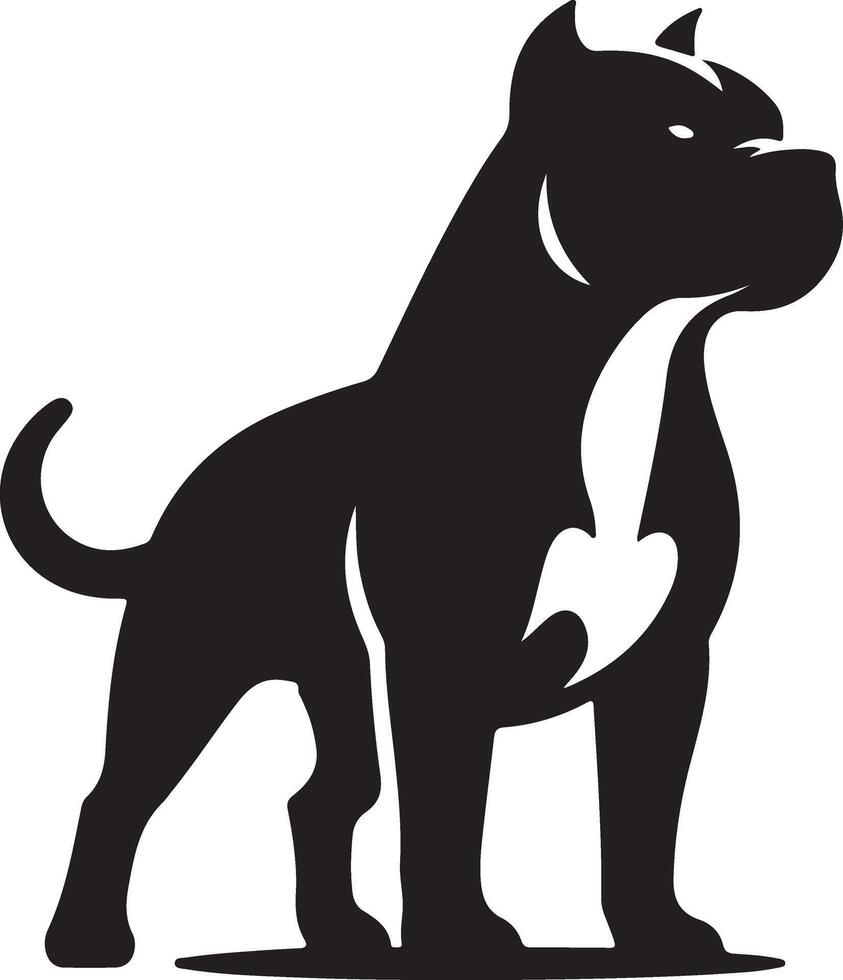 minimal angry Pitbull dog silhouette, black color silhouette 14 vector