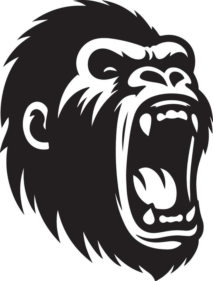 angry Gorilla howling face logo silhouette , black color silhouette 6 vector