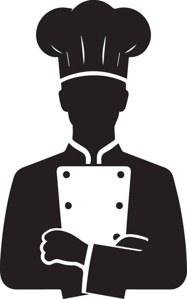 mínimo cocinero uniforme y cara silueta, silueta, negro color, blanco antecedentes 17 vector
