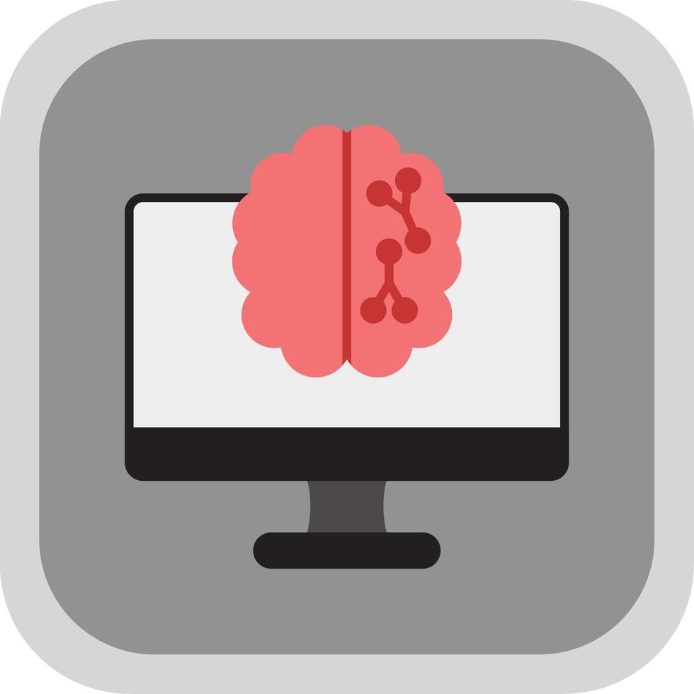 Machine Learning Flat Round Corner Icon vector