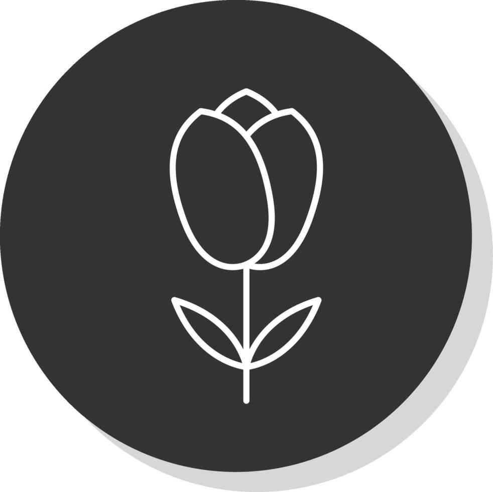 Tulip Line Grey Circle Icon vector