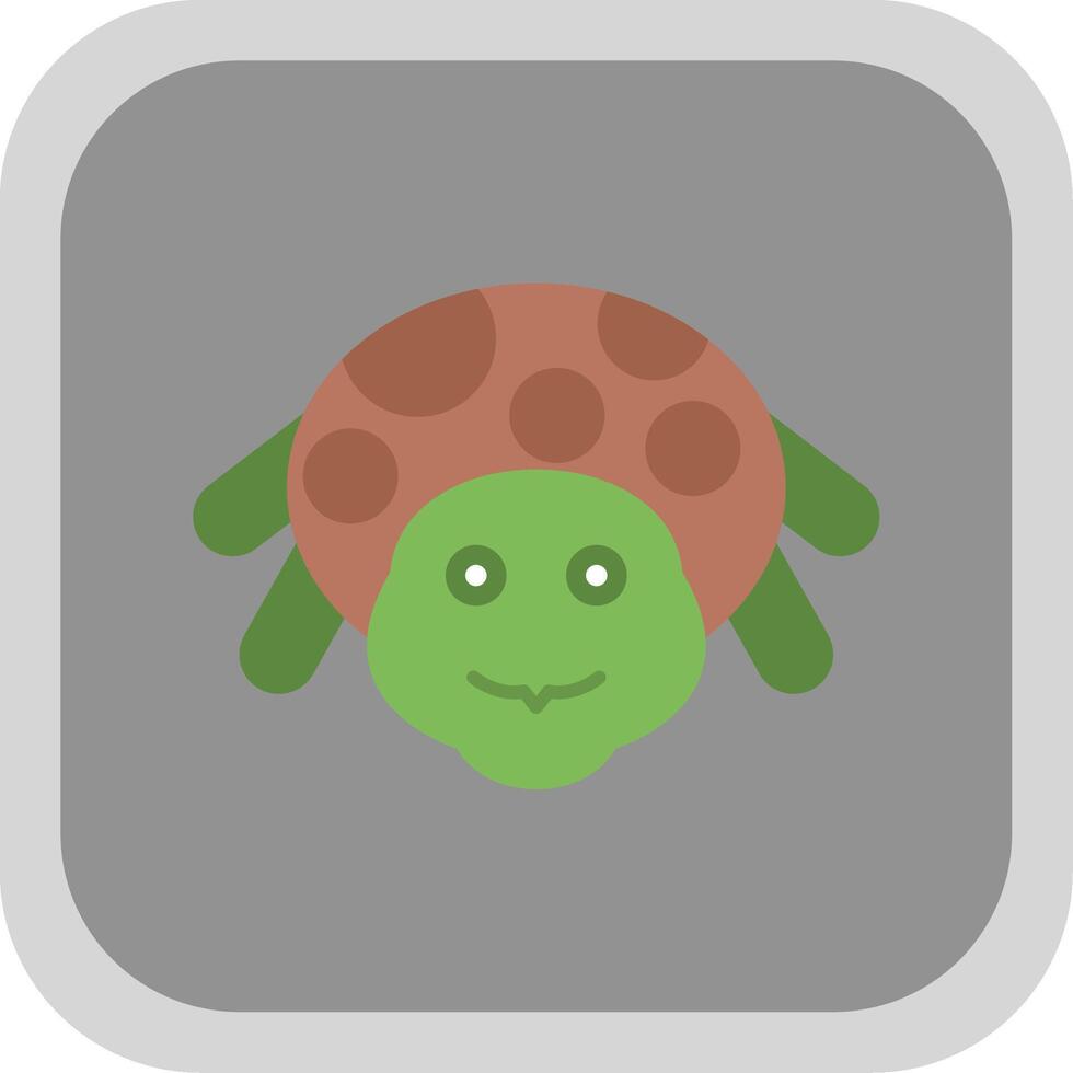 Tortuga plano redondo esquina icono vector