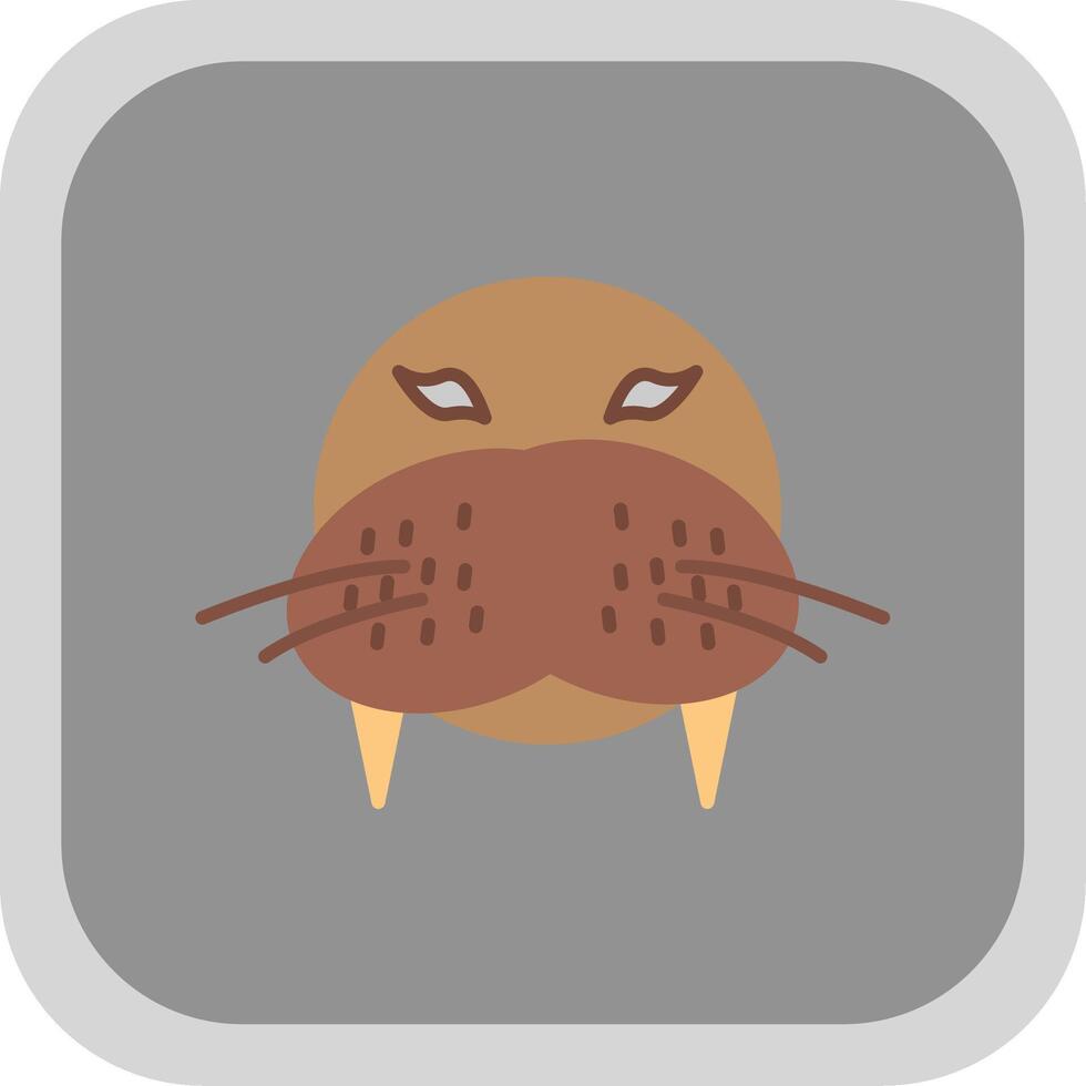Walrus Flat Round Corner Icon vector