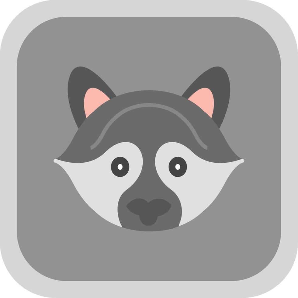 Raccoon Flat Round Corner Icon vector