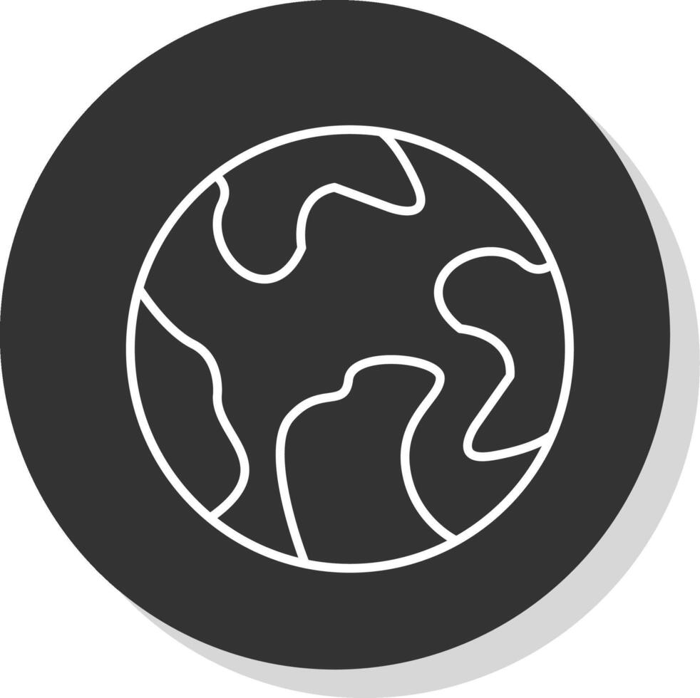 Earth Line Grey Circle Icon vector