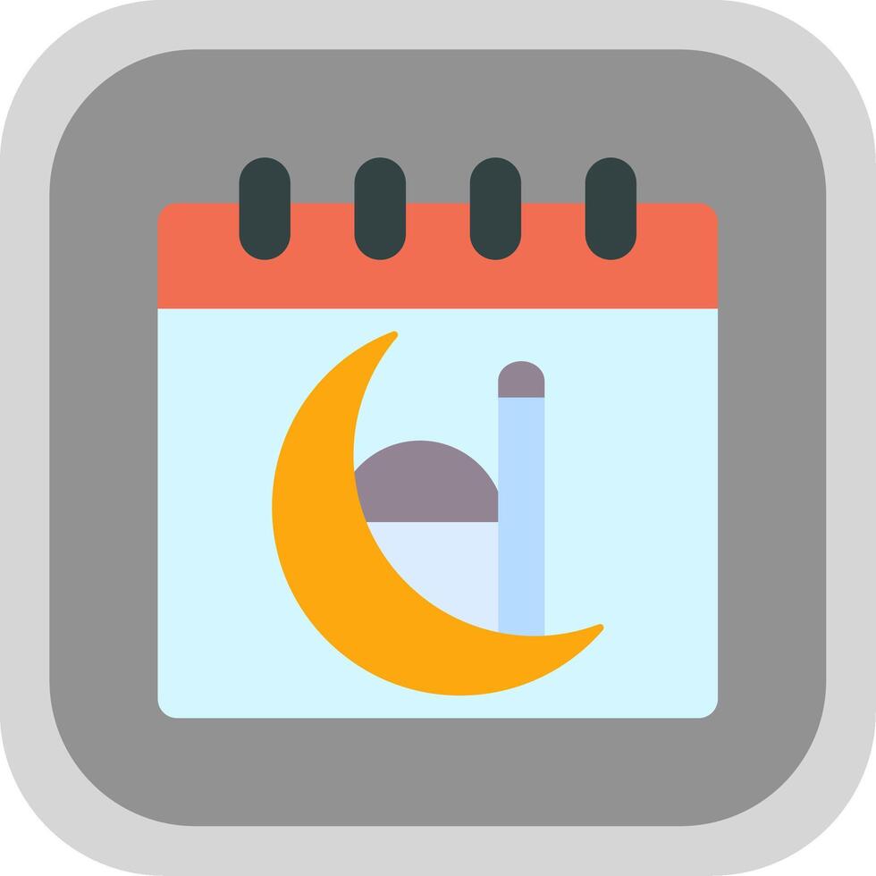 Calendar Flat Round Corner Icon vector