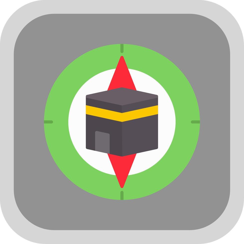 Qibla Compass Flat Round Corner Icon vector