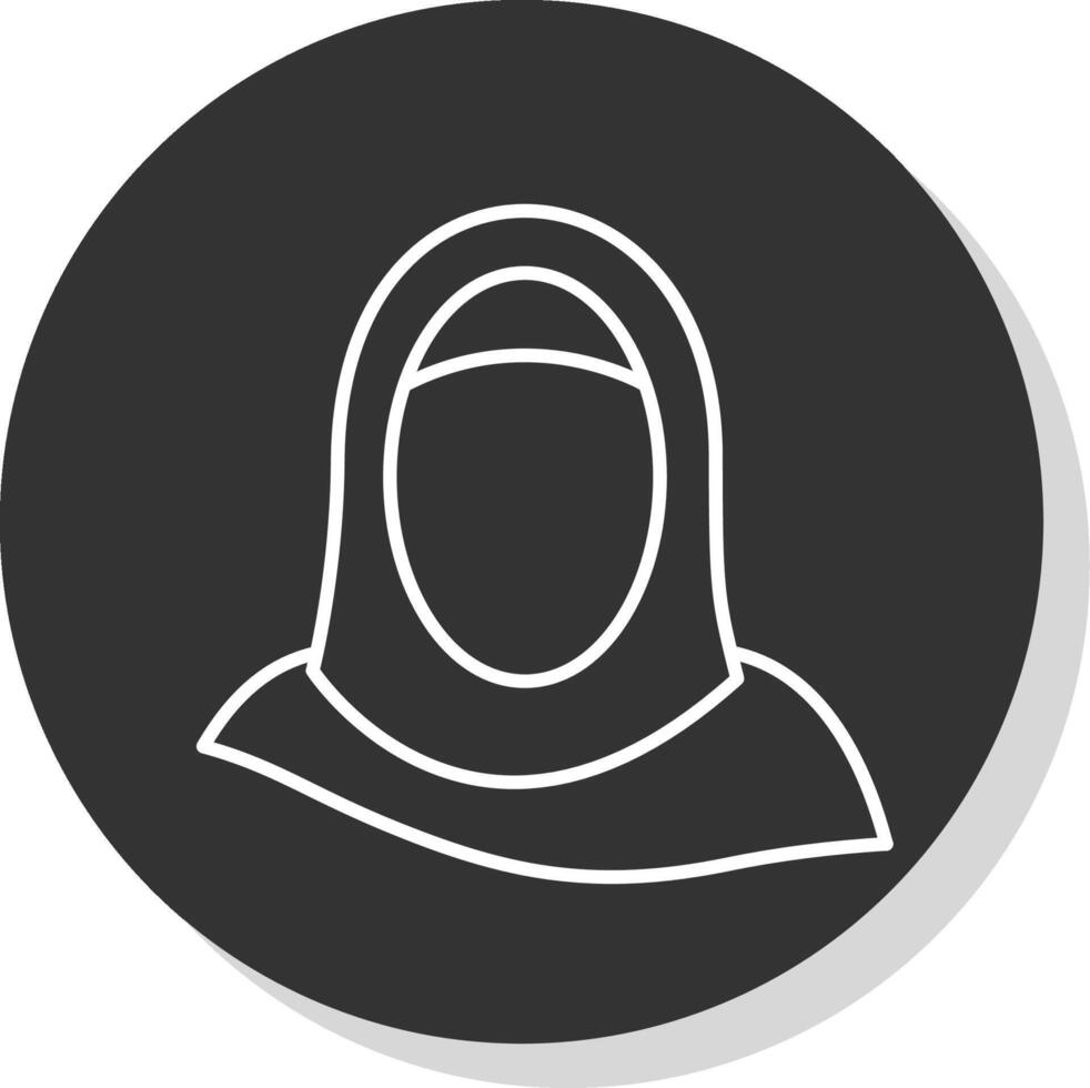 hijab línea gris circulo icono vector