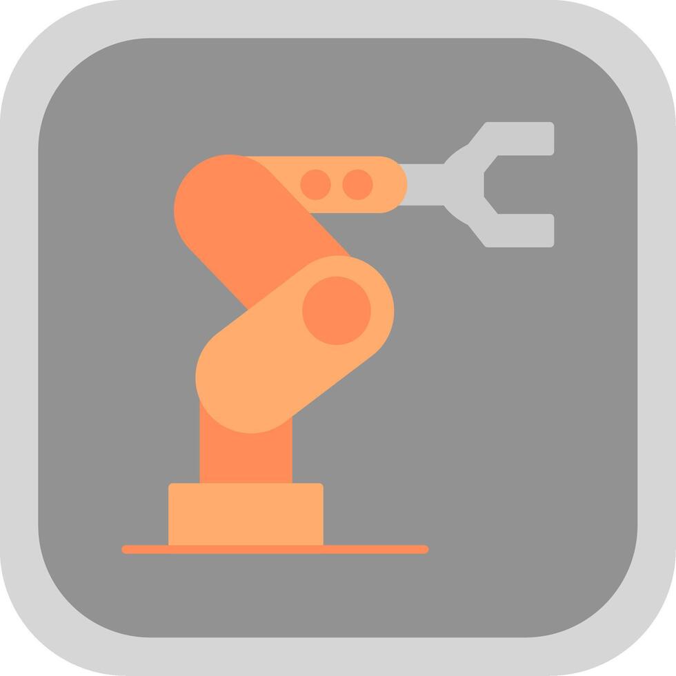 Industrial Robot Flat Round Corner Icon vector