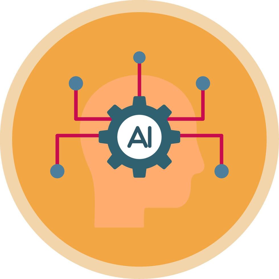 Artificial Intelligence Flat Multi Circle Icon vector