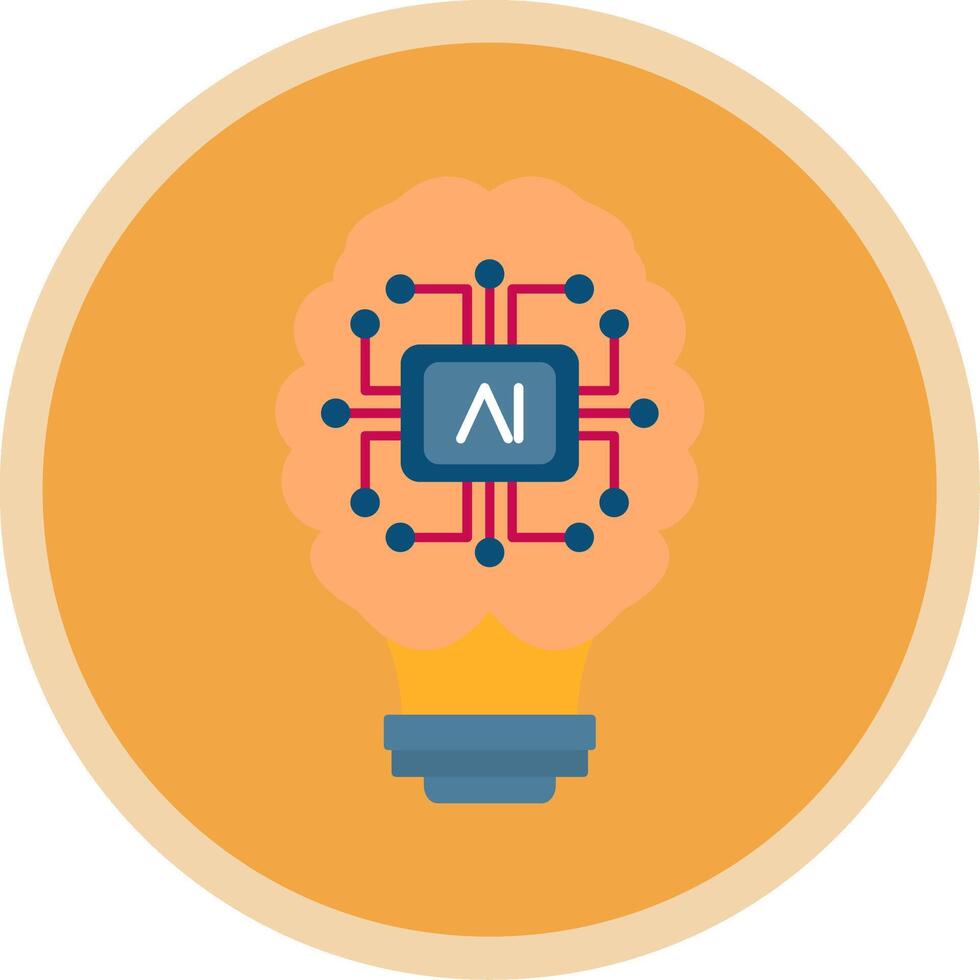 Artificial Intelligence Flat Multi Circle Icon vector