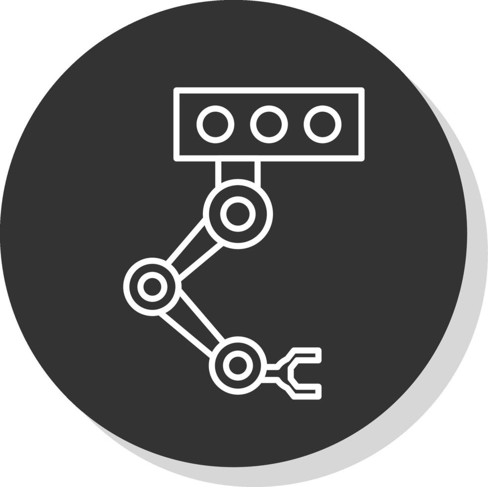 Industrial Robot Line Grey Circle Icon vector