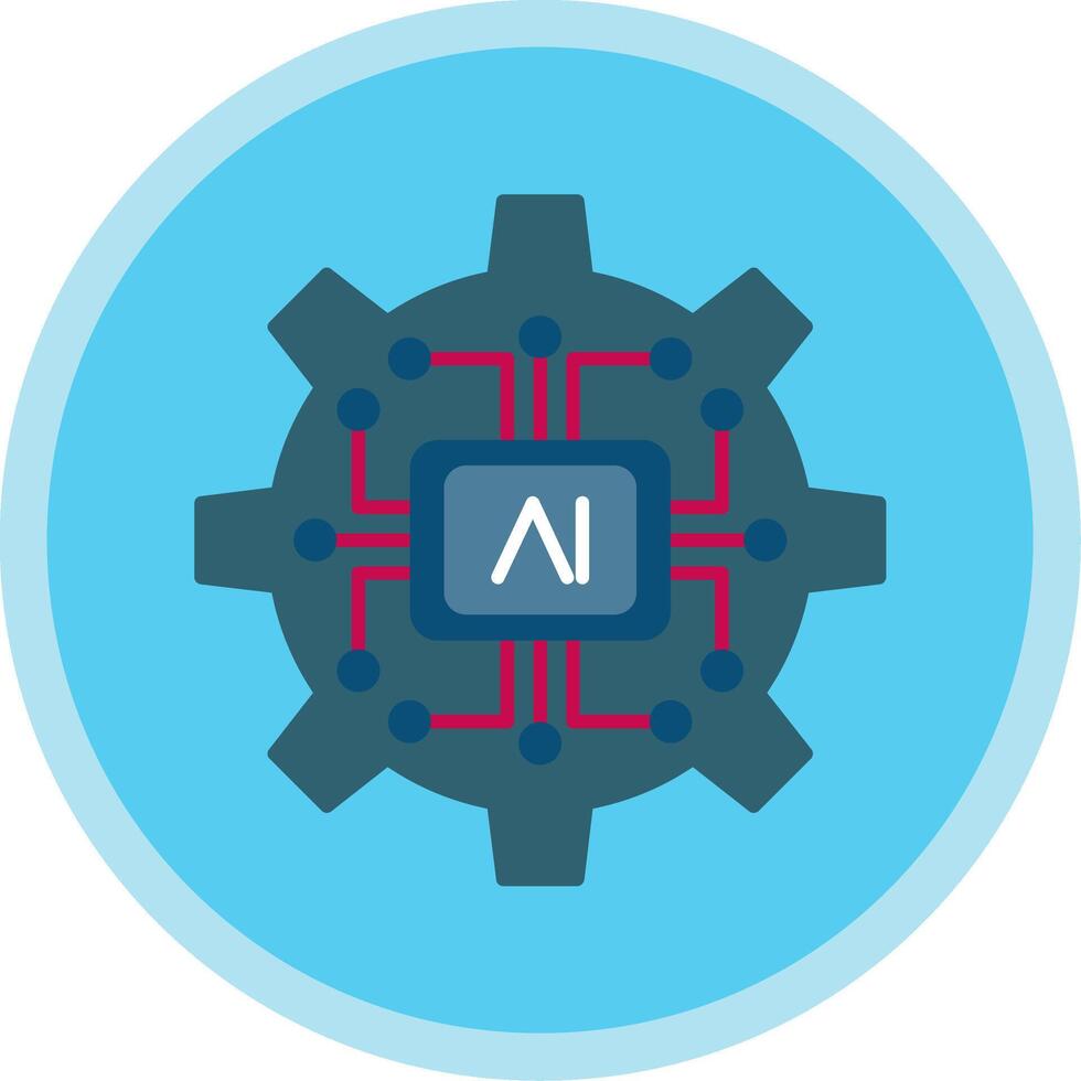 Artificial Intelligence Flat Multi Circle Icon vector