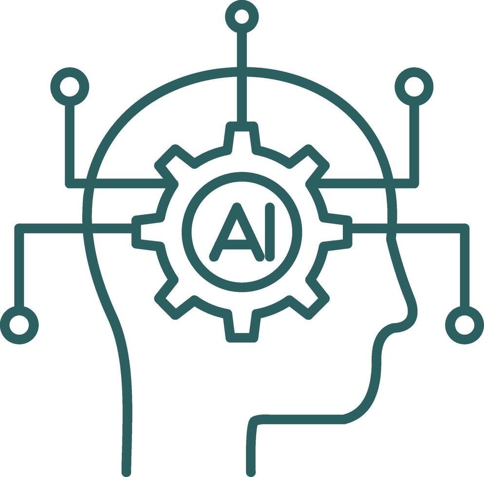Artificial Intelligence Line Gradient Round Corner Icon vector
