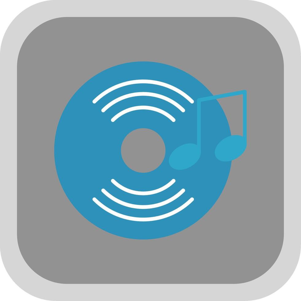 Vinyl Record Flat Round Corner Icon vector