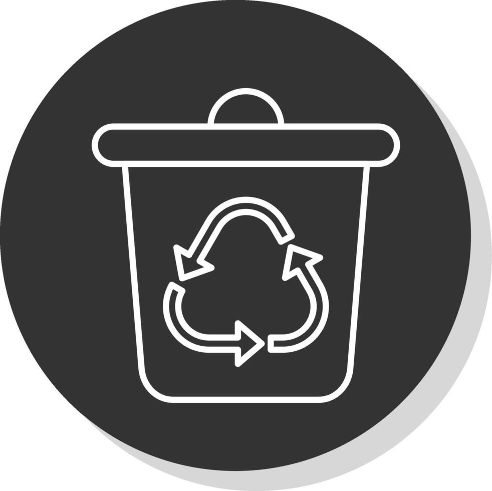 Recycle Bin Line Grey Circle Icon vector