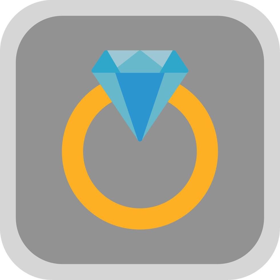 Diamond Ring Flat Round Corner Icon vector