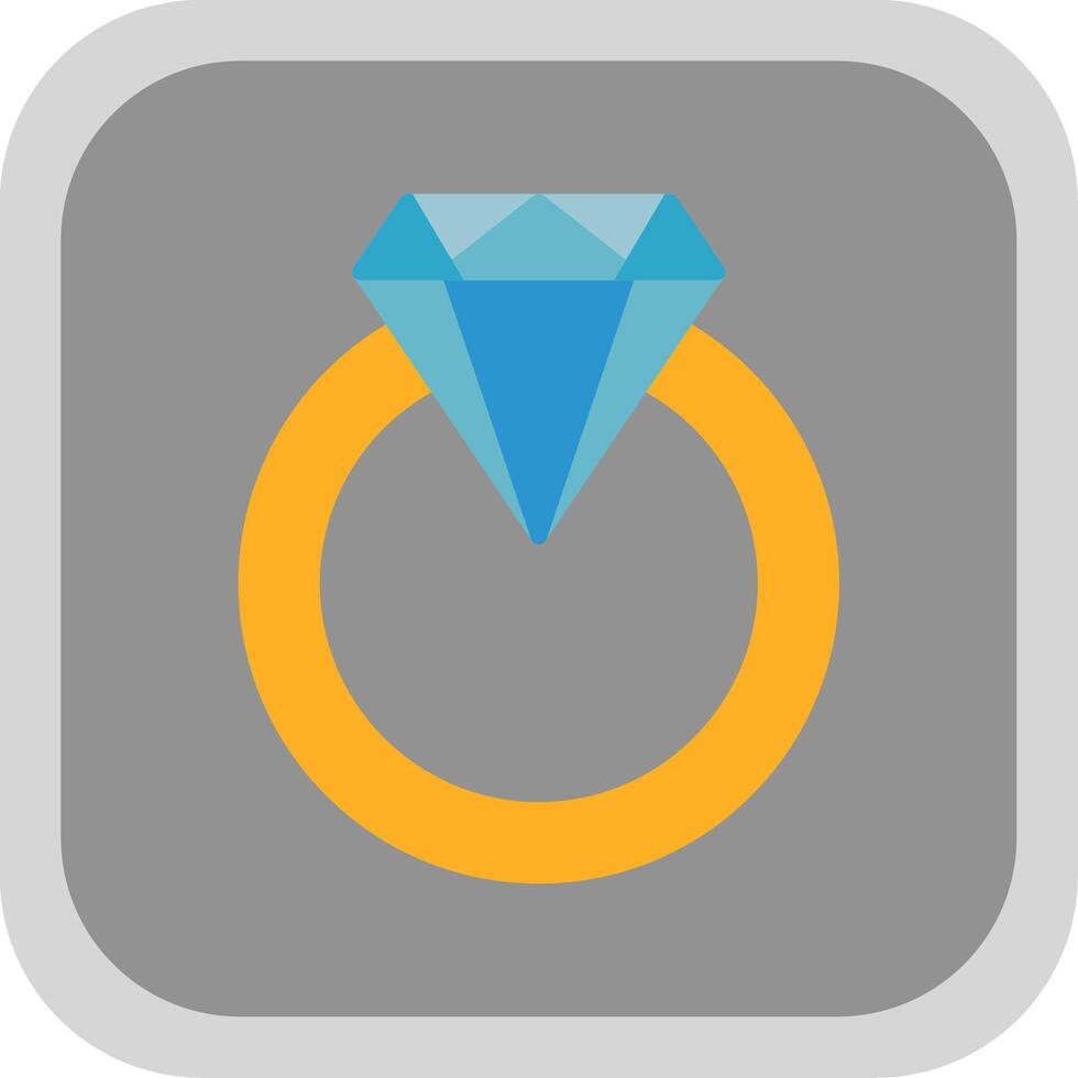 Diamond Ring Flat Round Corner Icon vector