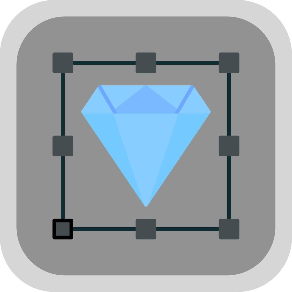 Diamond Flat Round Corner Icon vector