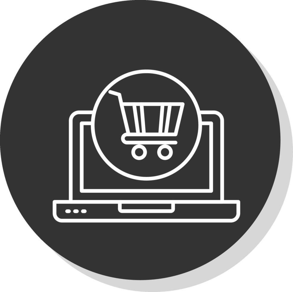 compras en línea línea gris circulo icono vector