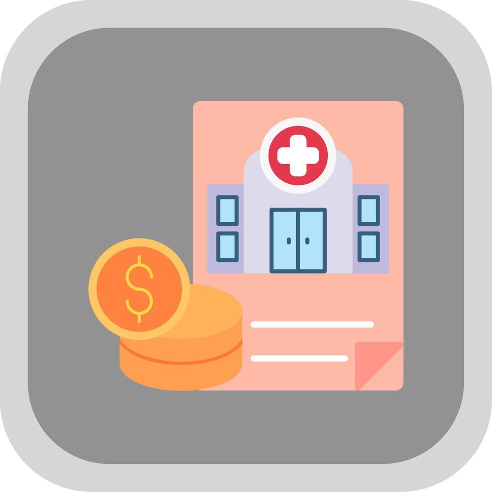 hospital presupuesto plano redondo esquina icono vector