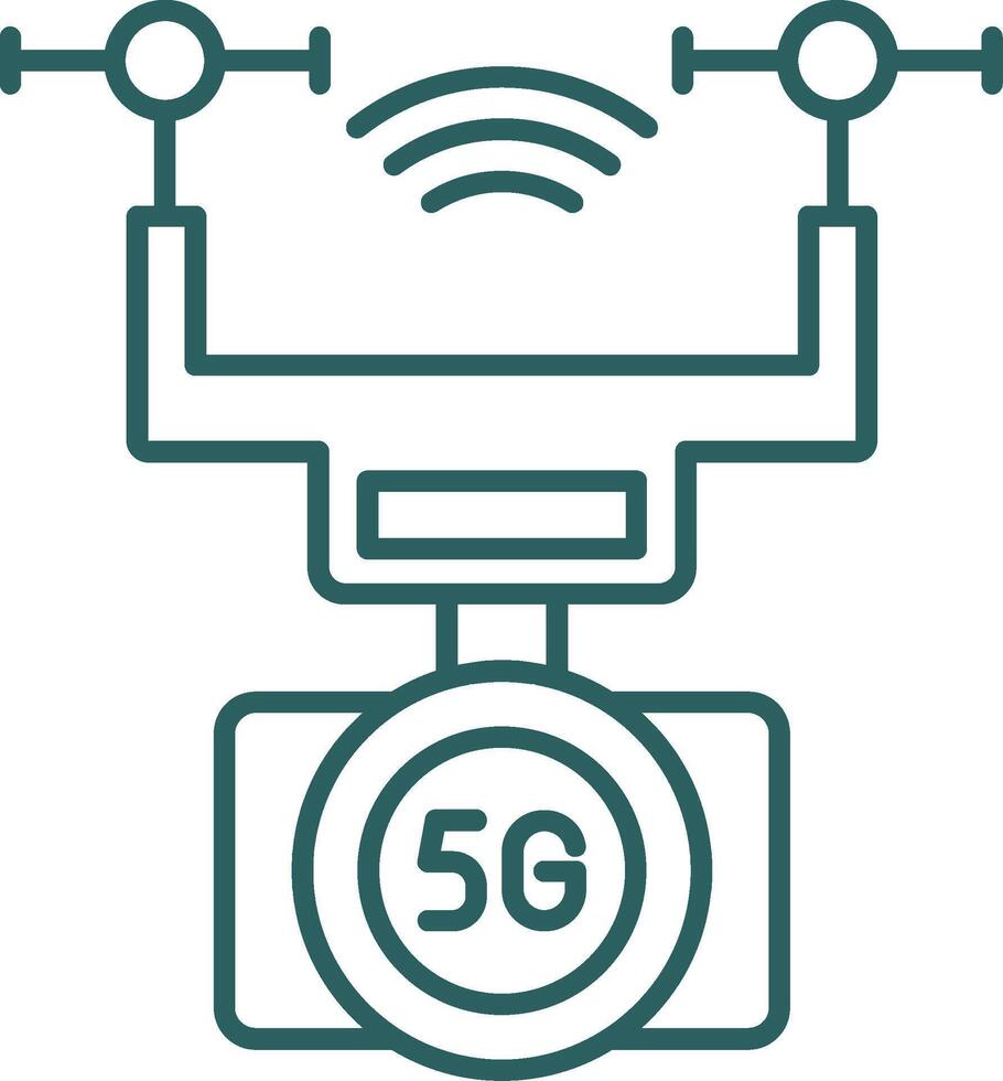 Smart Drone Line Gradient Round Corner Icon vector