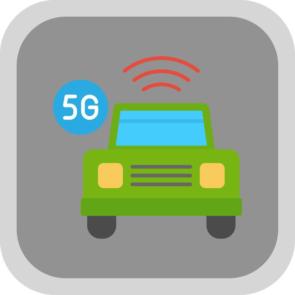 Smart Car Flat Round Corner Icon vector