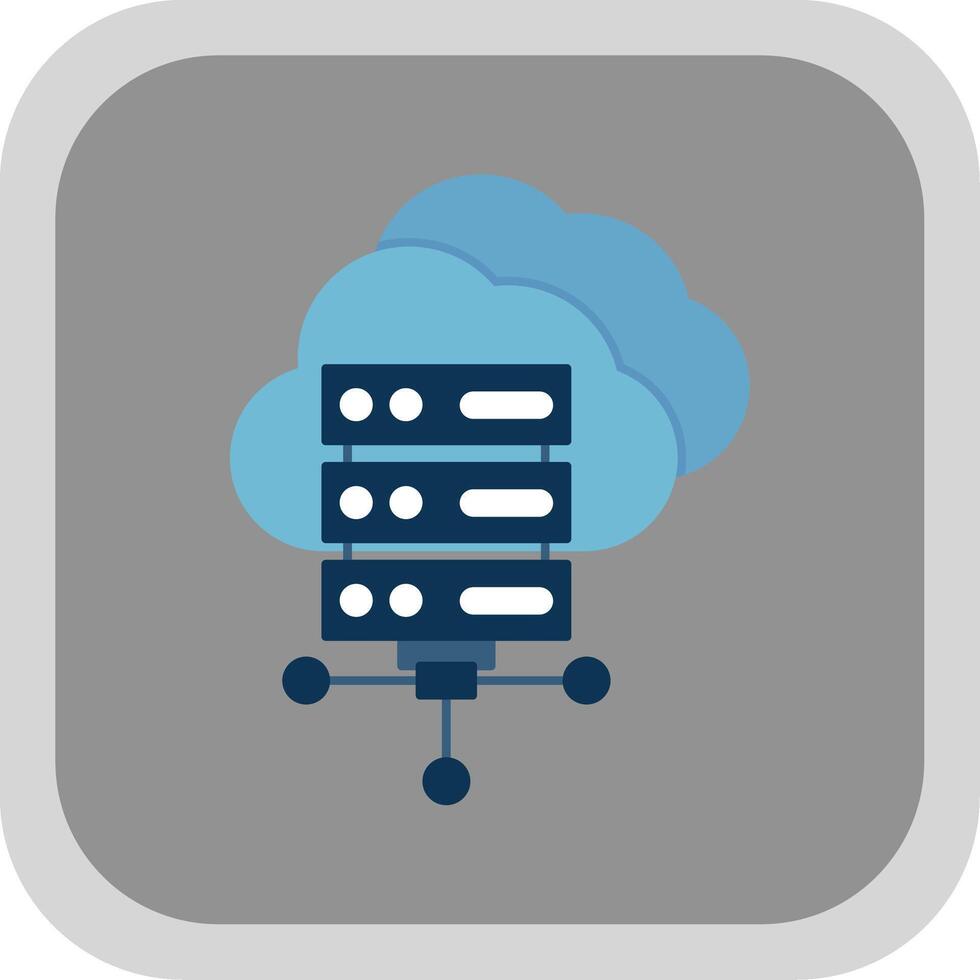 Cloud Computing Flat Round Corner Icon vector