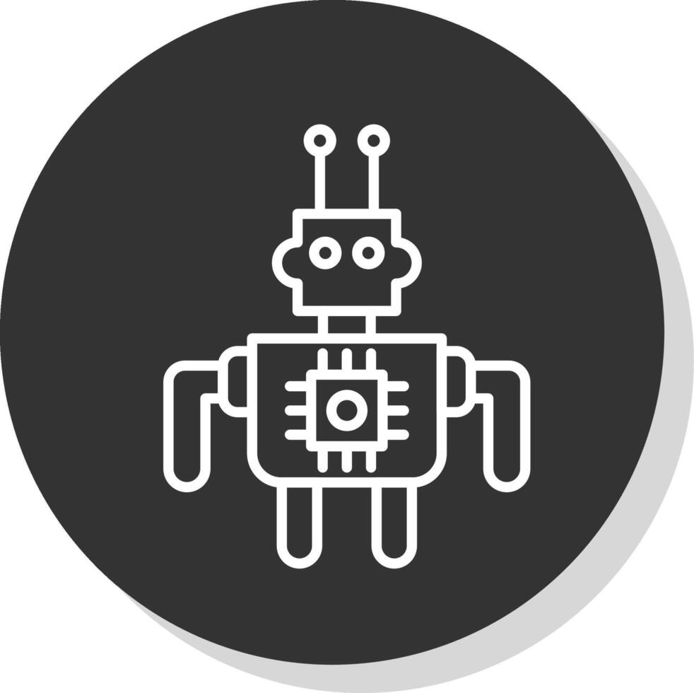 robot línea gris circulo icono vector