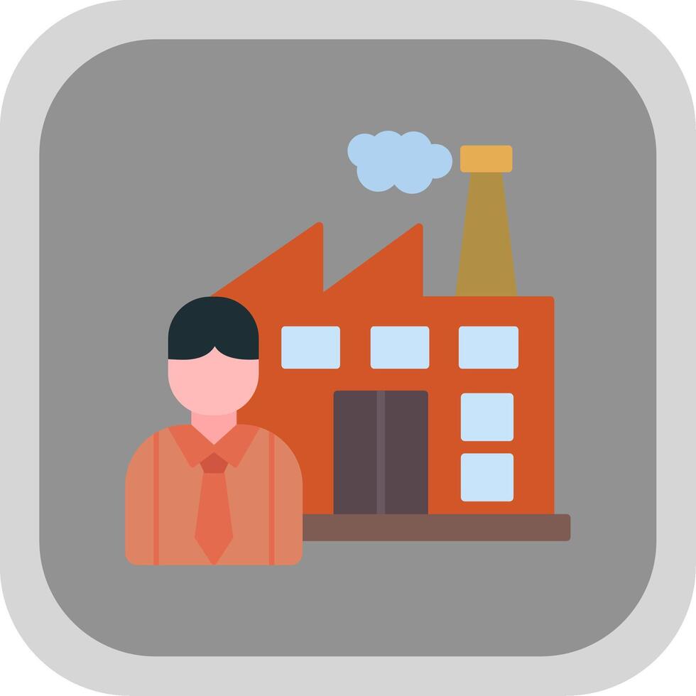Employee Flat Round Corner Icon vector