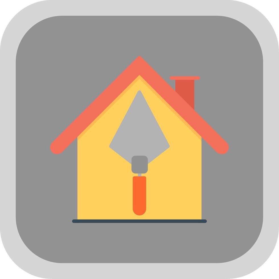 House Construction Flat Round Corner Icon vector