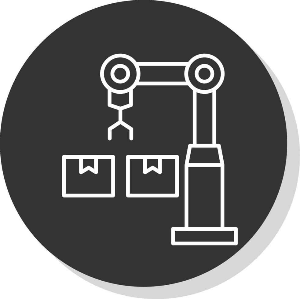 industrial robot línea gris circulo icono vector