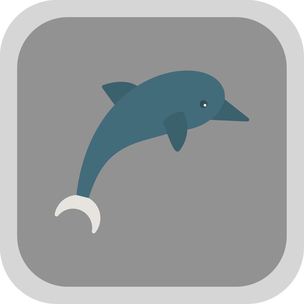delfín plano redondo esquina icono vector