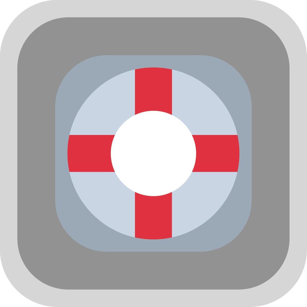 Lifebuoy Flat Round Corner Icon vector