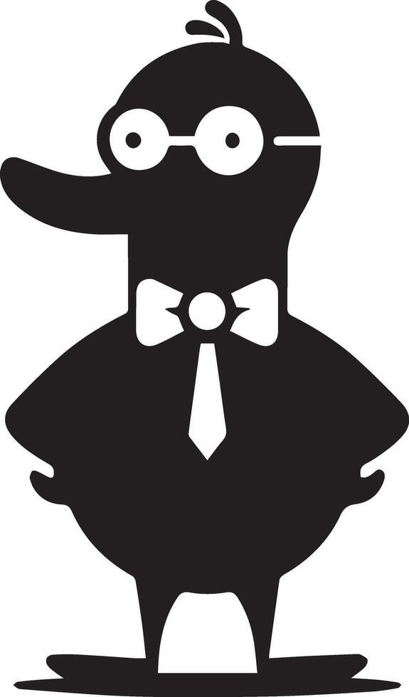 minimal carton funny character, Mr. duck, silhouette, white background 6 vector