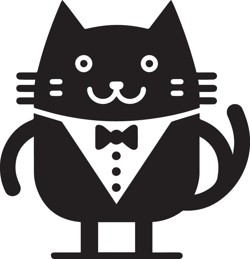 Minimal Funny Character, Mr. cat, silhouette, black color silhouette, white background 13 vector