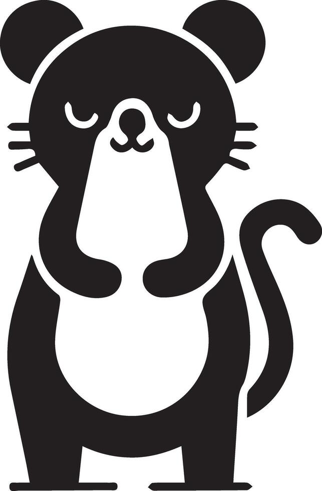 minimal Funny Animal Character silhouette, silhouette, black color, white background vector