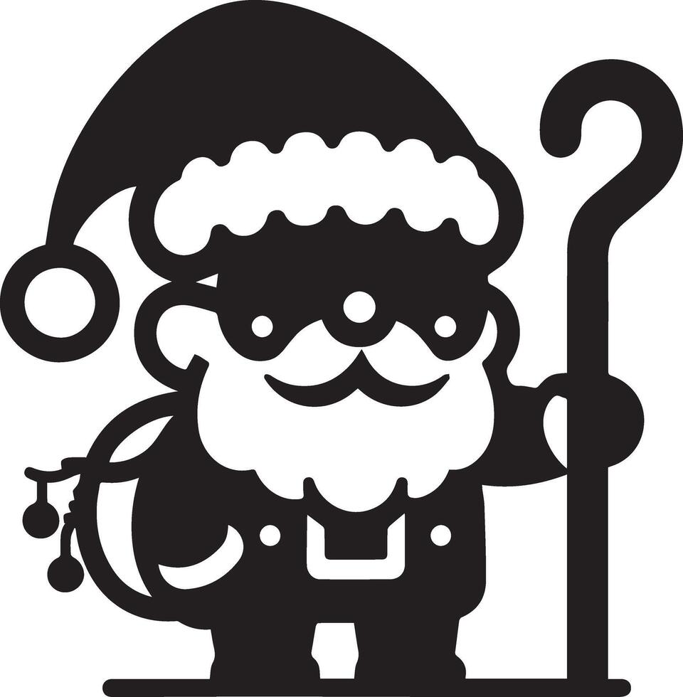 minimal carton funny character, Santa Claus, silhouette 16 vector