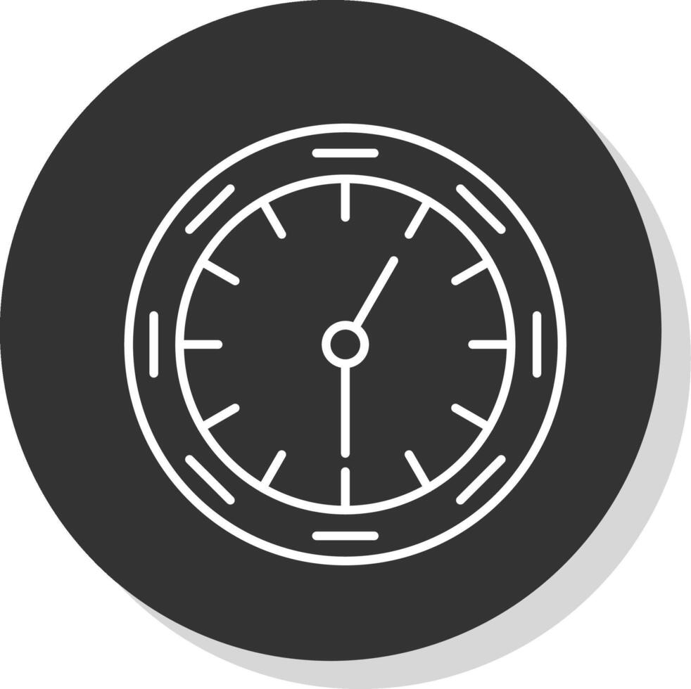 Wall Clock Line Grey Circle Icon vector