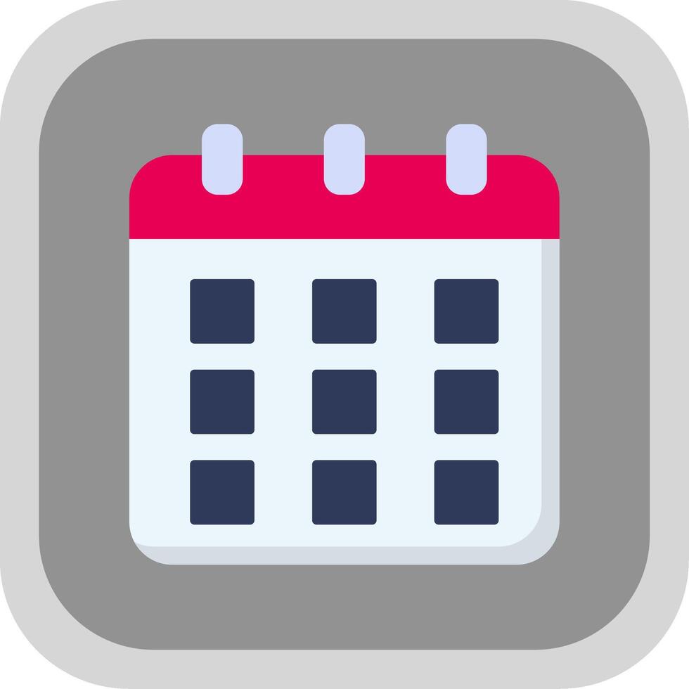 Calendar Flat Round Corner Icon vector