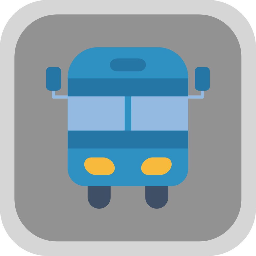 School Bus Flat Round Corner Icon vector