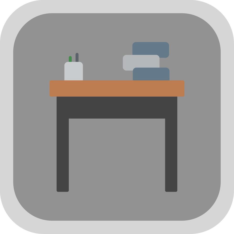 School Desk Flat Round Corner Icon vector