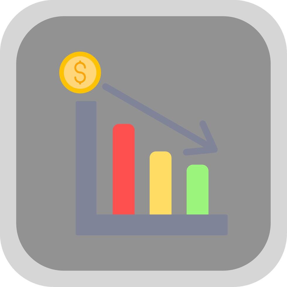 Line chart Flat Round Corner Icon vector