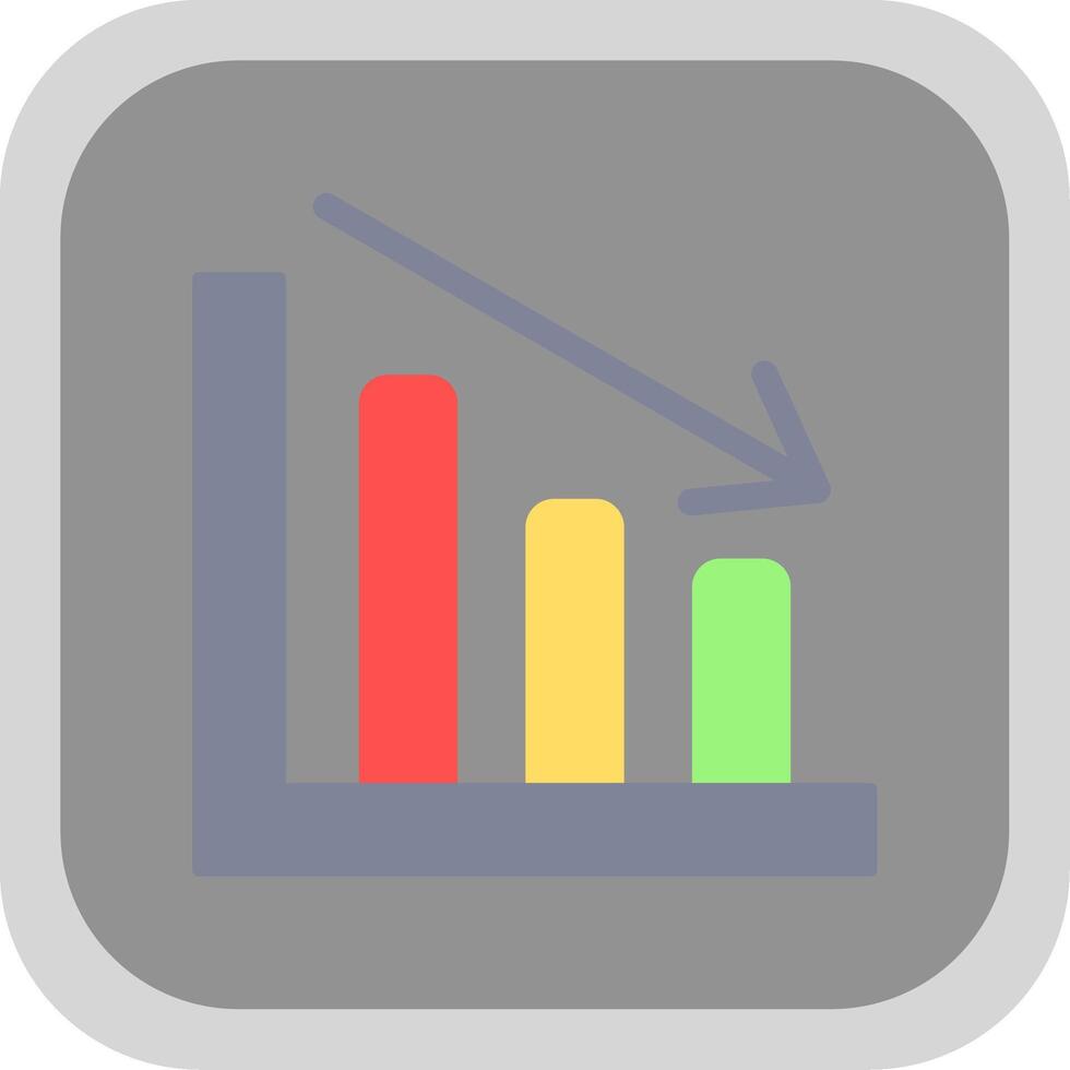 Line chart Flat Round Corner Icon vector