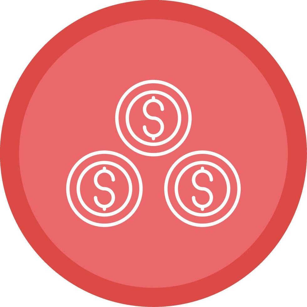 Dollar Coins Line Multi Circle Icon vector