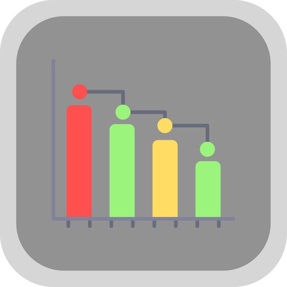 Bar Graph Flat Round Corner Icon vector