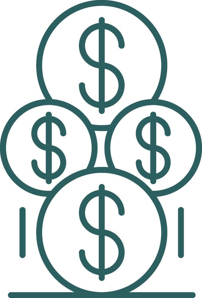 Coins Line Gradient Round Corner Icon vector