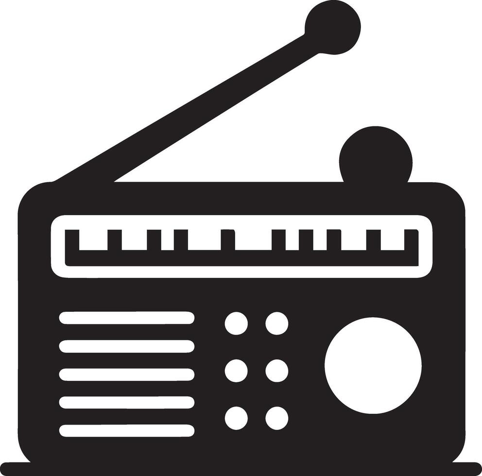 Minimal Radio Icon silhouette black color 4 vector